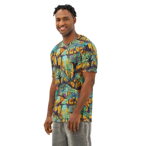 Saffron Canopy on a Men's Cotton Crew Neck T-Shirt