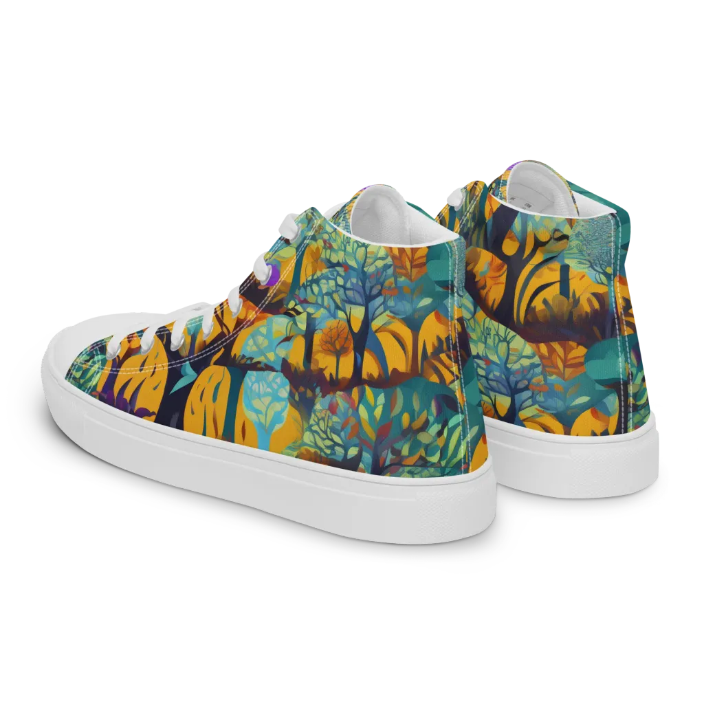 Saffron Canopy on Men's High Top Canvas Shoes — Left Back