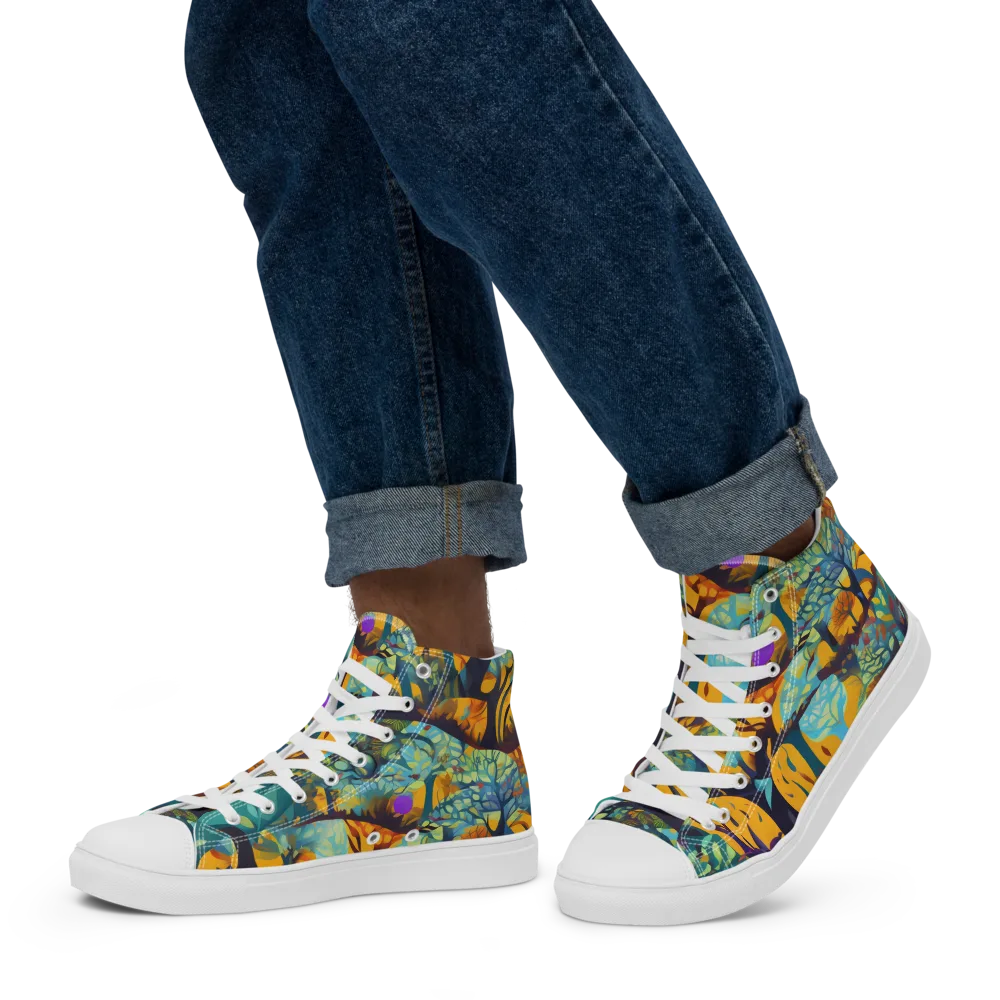 Saffron Canopy on Men's High Top Canvas Shoes — Left