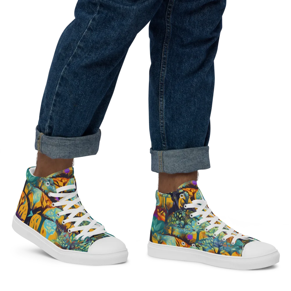 Saffron Canopy on Men's High Top Canvas Shoes — Right