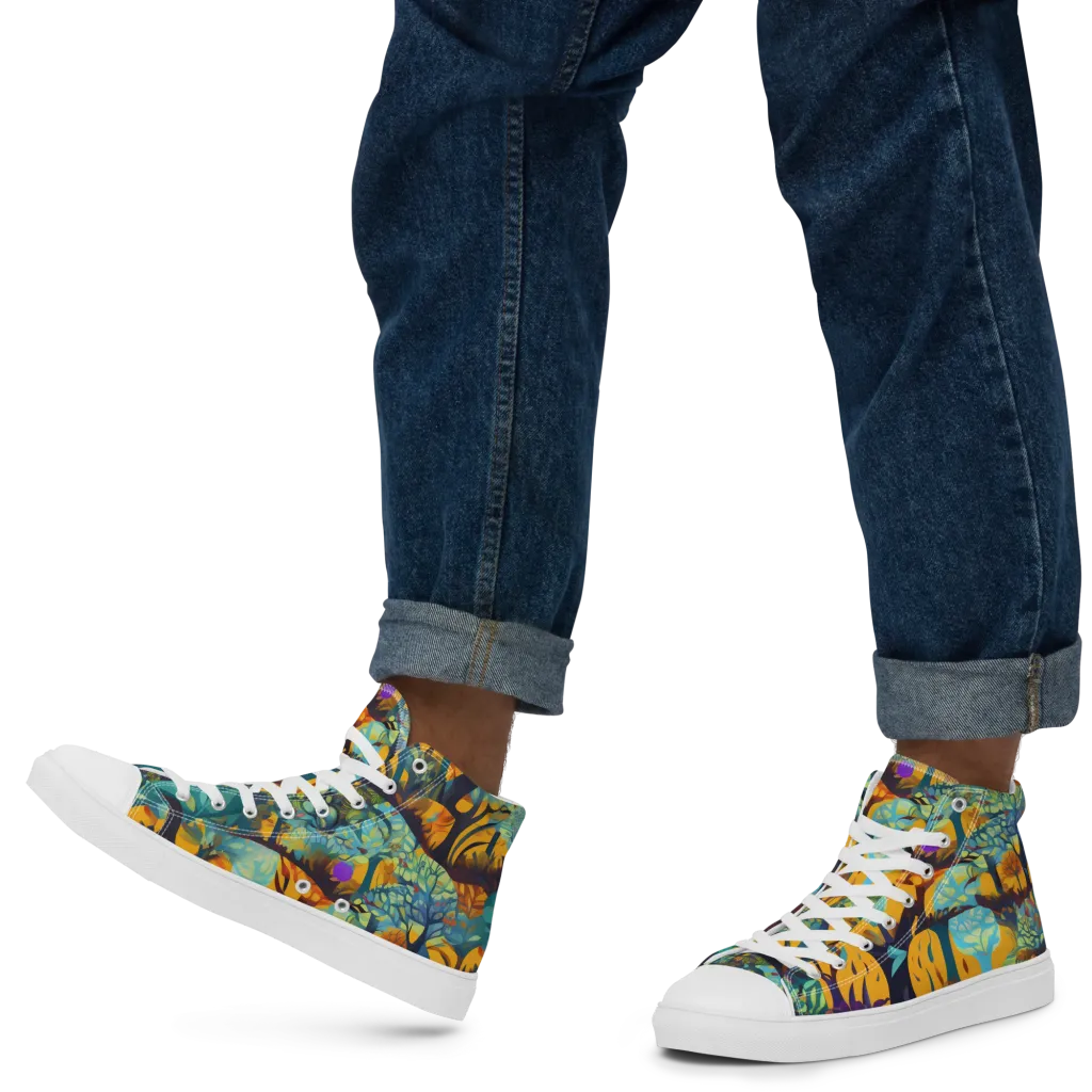 Saffron Canopy on Men's High Top Canvas Shoes — Left