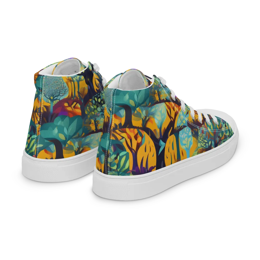 Saffron Canopy on Women's High Top Canvas Shoes — Right Back