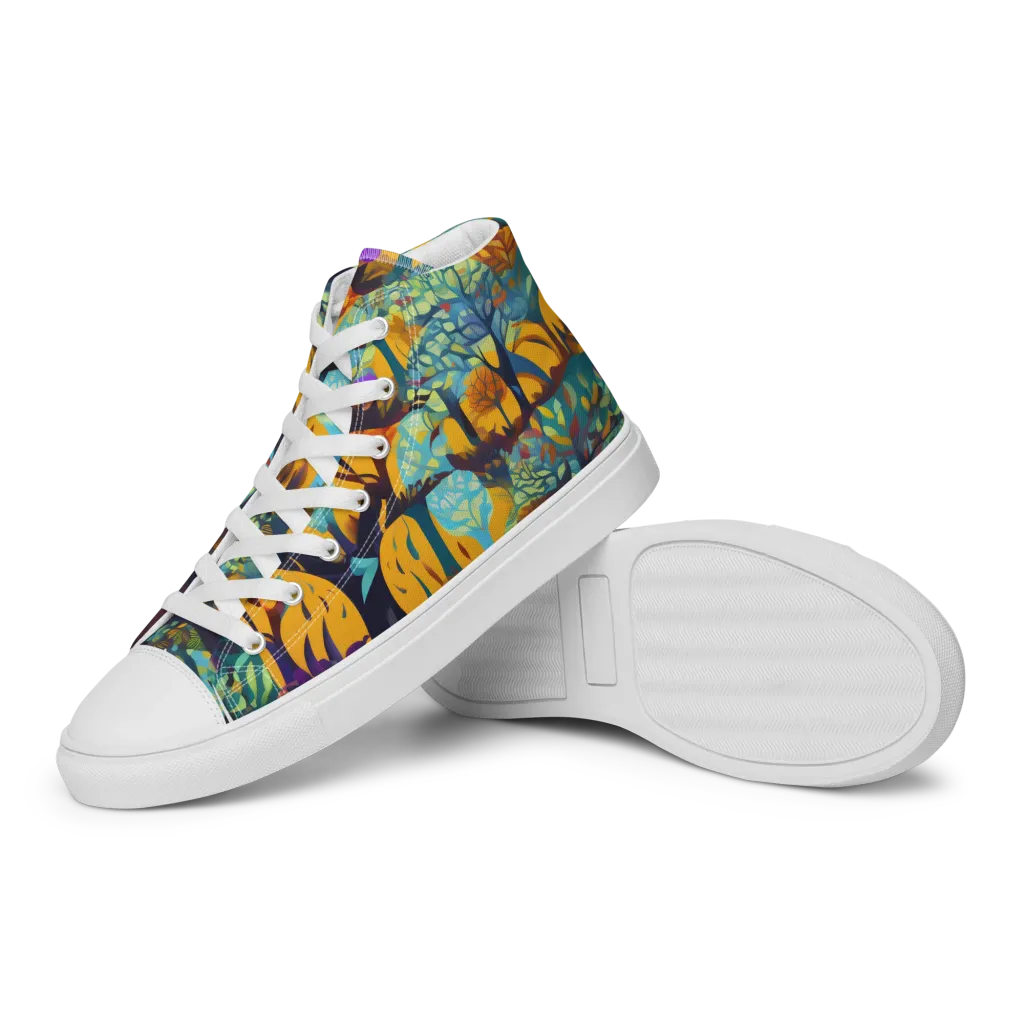 Saffron Canopy on Women's High Top Canvas Shoes — Left