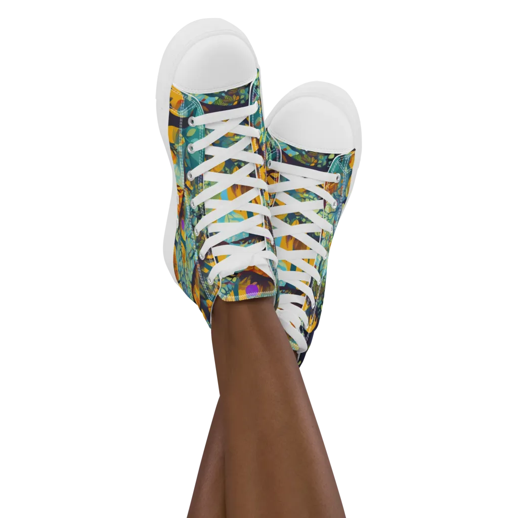 Saffron Canopy on Women's High Top Canvas Shoes — Front
