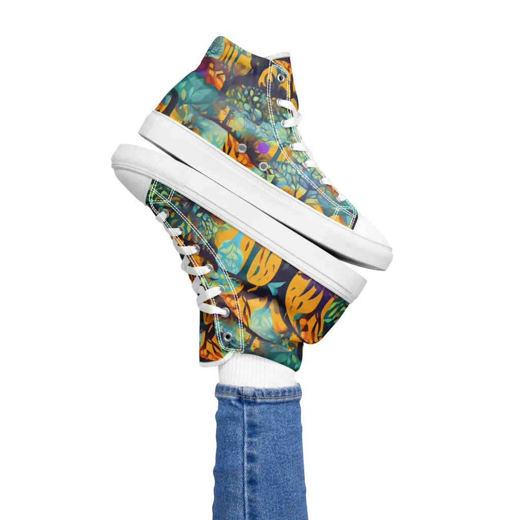 Saffron Canopy on Women's High Top Canvas Shoes — Left