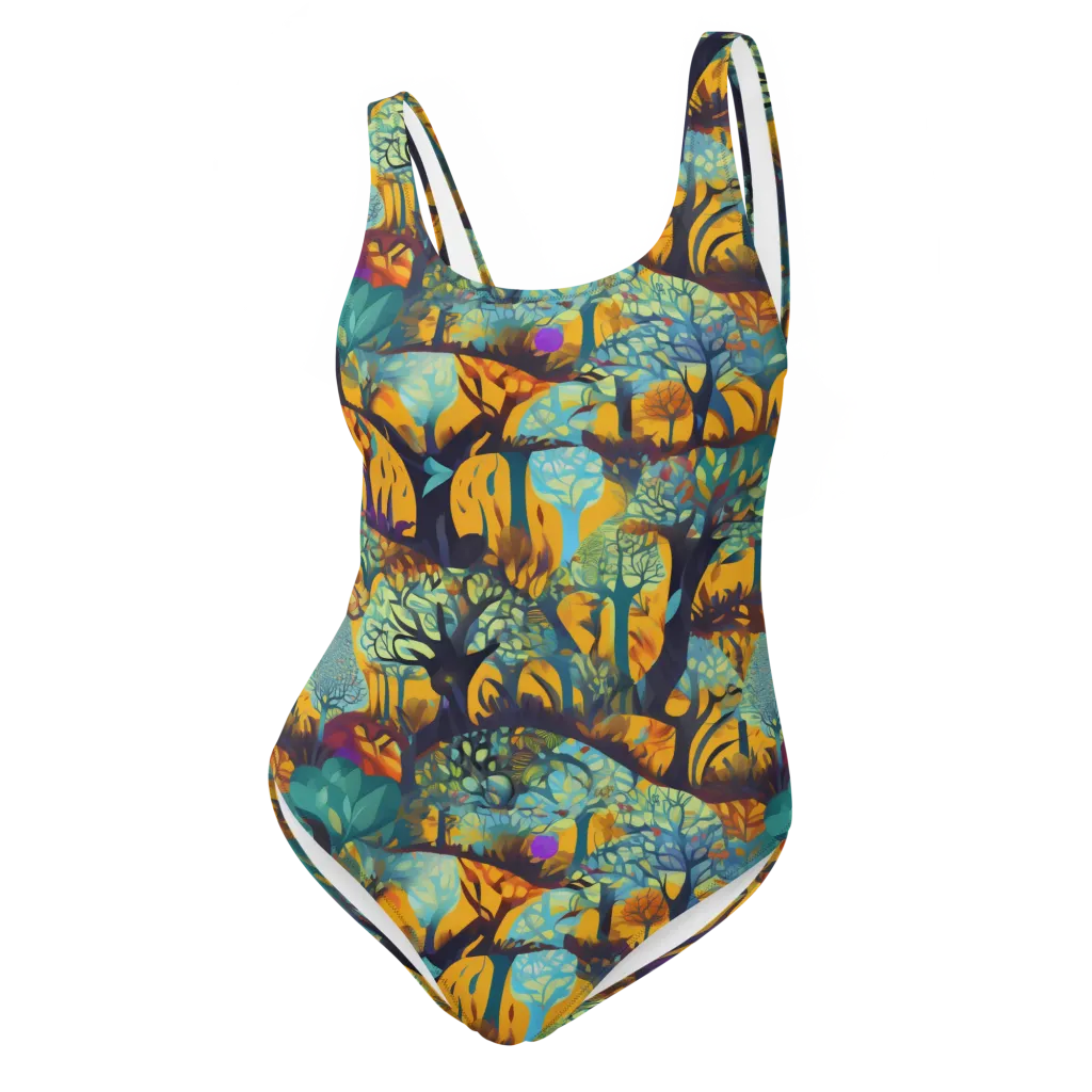 Saffron Canopy on One-Piece Swimsuit — Front