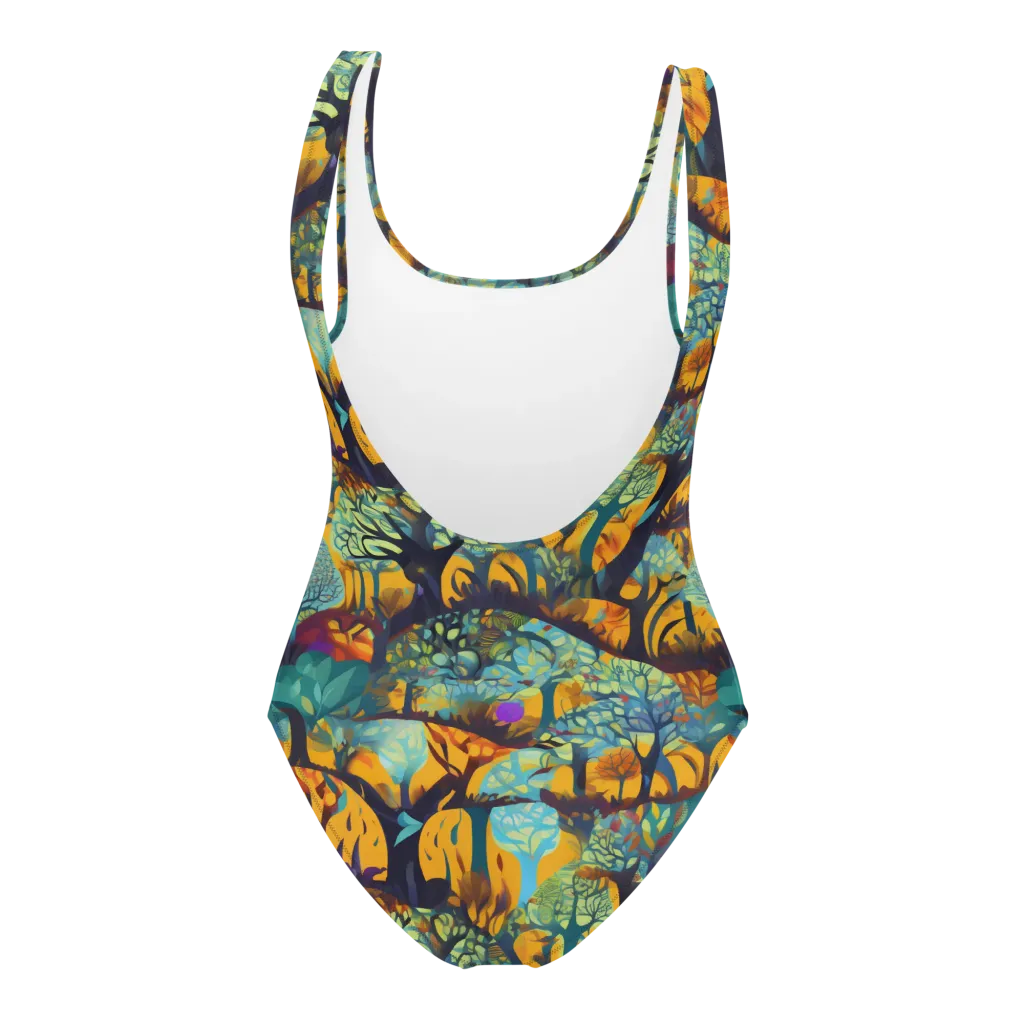 Saffron Canopy on One-Piece Swimsuit — Back