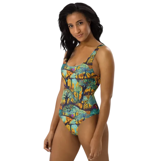 Saffron Canopy on a One-Piece Swimsuit