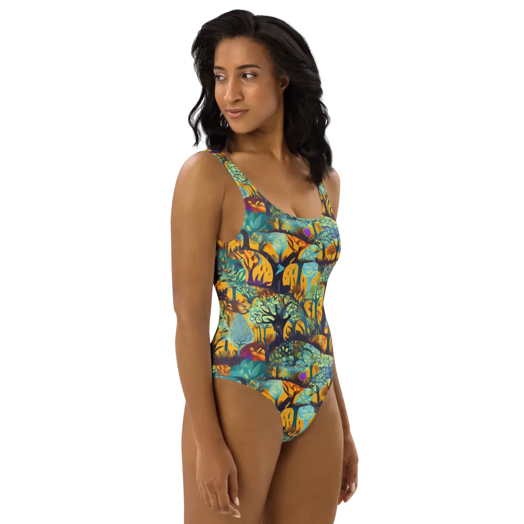 Saffron Canopy on One-Piece Swimsuit — Right