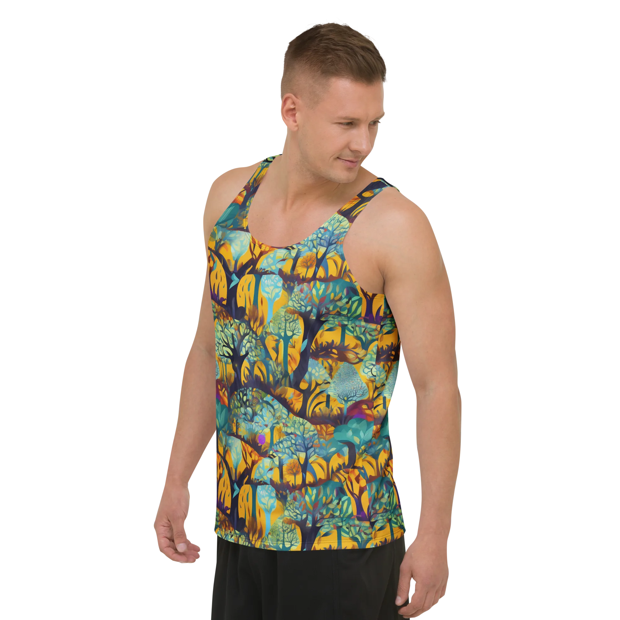 Saffron Canopy on Men's Tank Top — Left Front