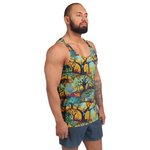 Saffron Canopy on a Men's Tank Top