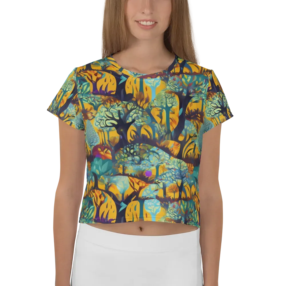 Saffron Canopy on Crop Tee — Front