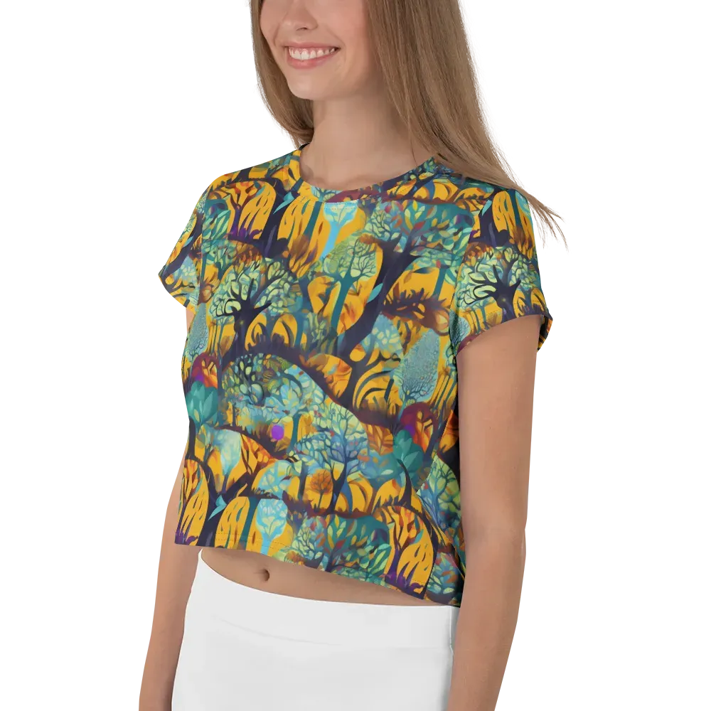 Saffron Canopy on Crop Tee — Left