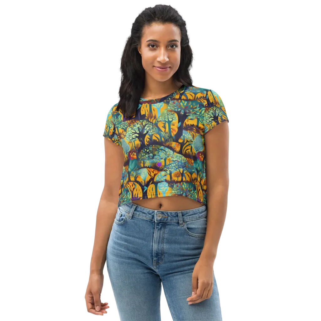 Saffron Canopy on Crop Tee — Front