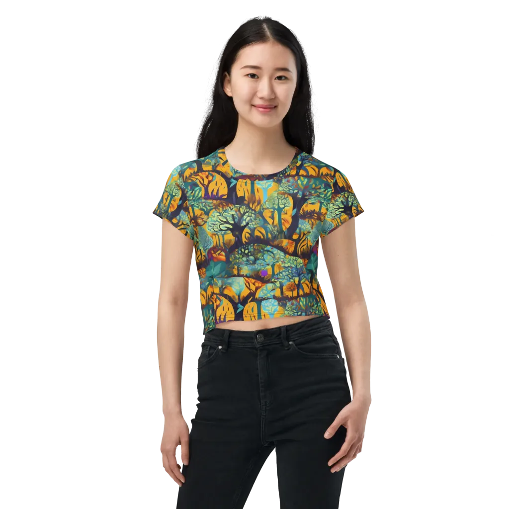 Saffron Canopy on Crop Tee — Front
