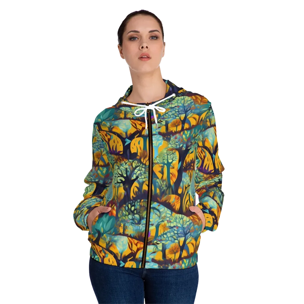 Saffron Canopy on Women's Full-Zip Hoodie — Front On Person