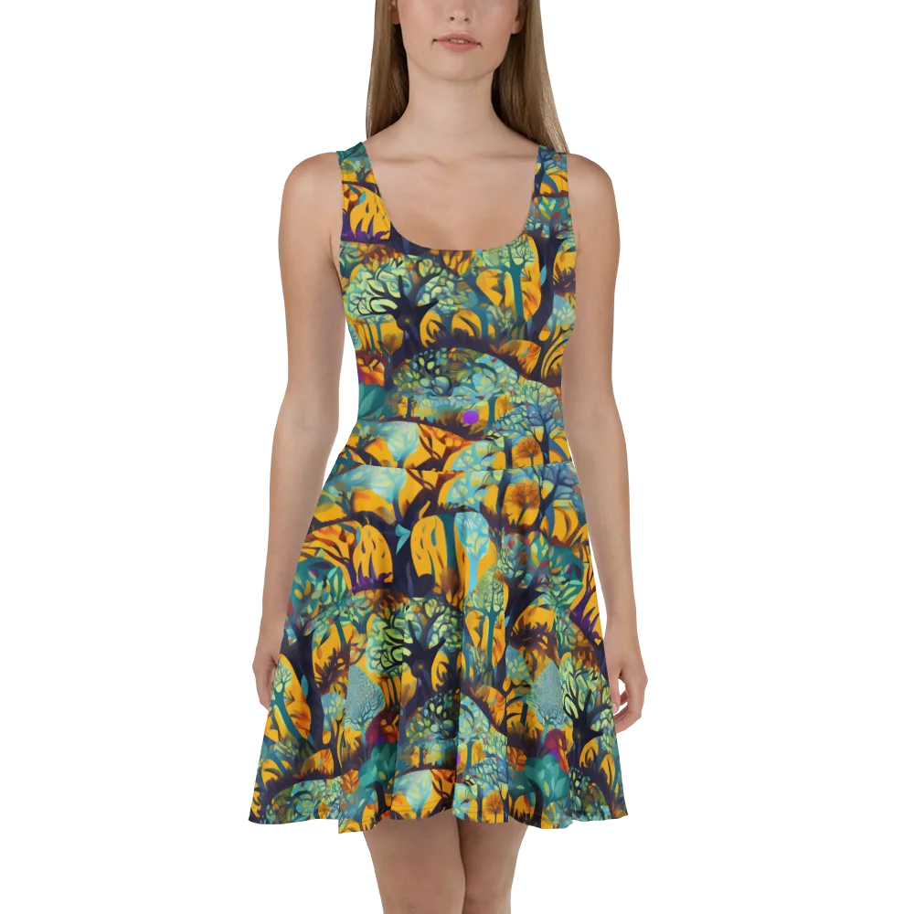 Saffron Canopy on Skater Dress — Front