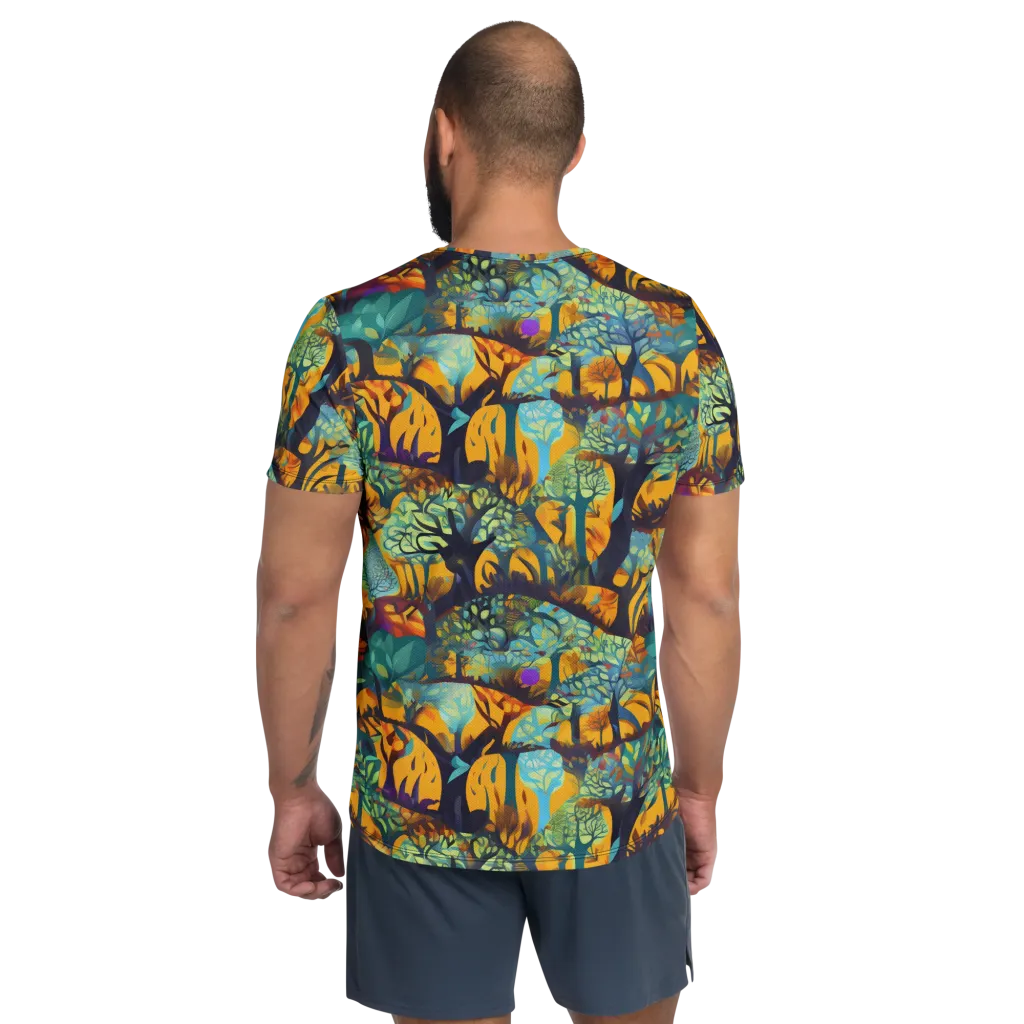 Saffron Canopy on Men's Athletic T-Shirt — Back