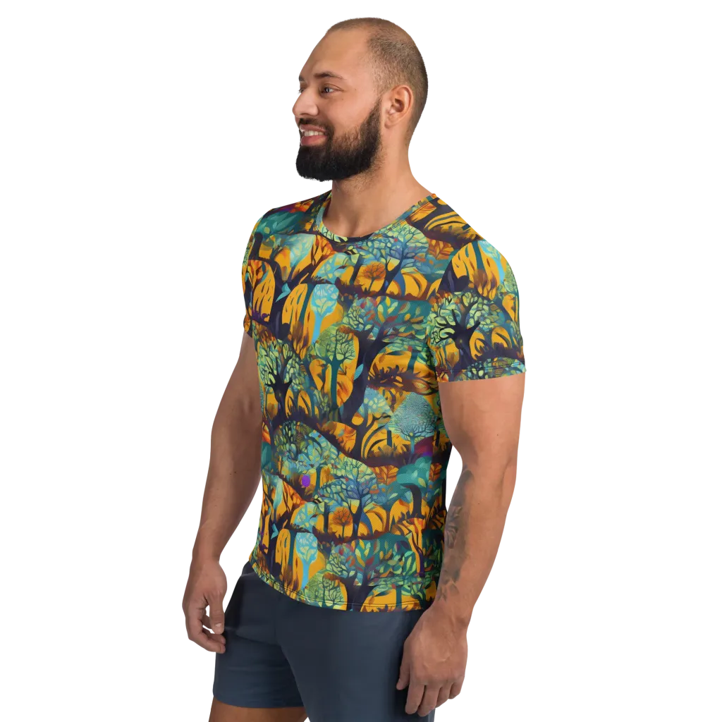 Saffron Canopy on Men's Athletic T-Shirt — Left