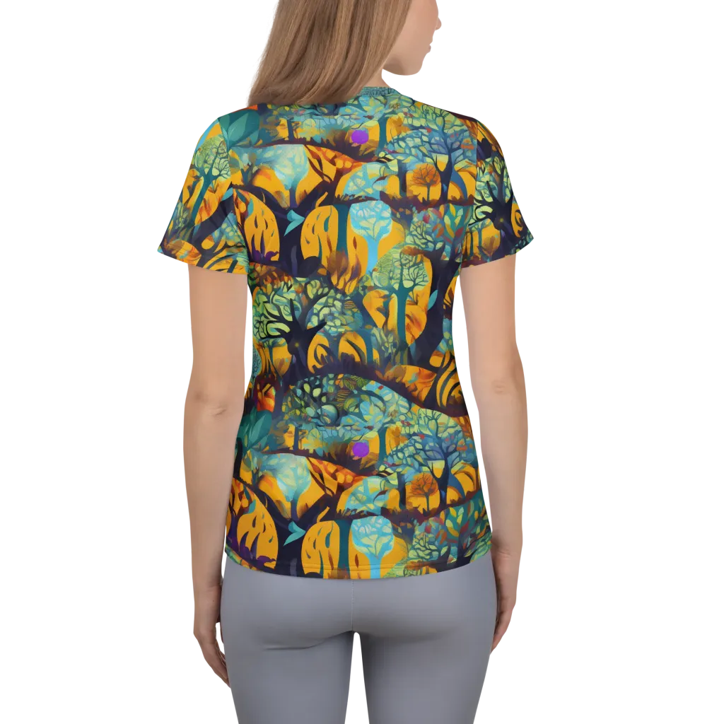 Saffron Canopy on Women's Athletic T-Shirt — Back