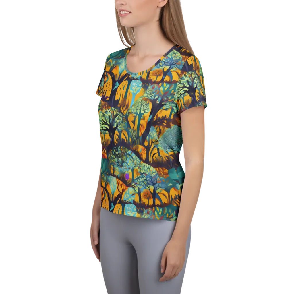 Saffron Canopy on Women's Athletic T-Shirt — Left