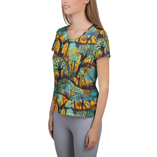 Saffron Canopy on a Women's Athletic T-Shirt