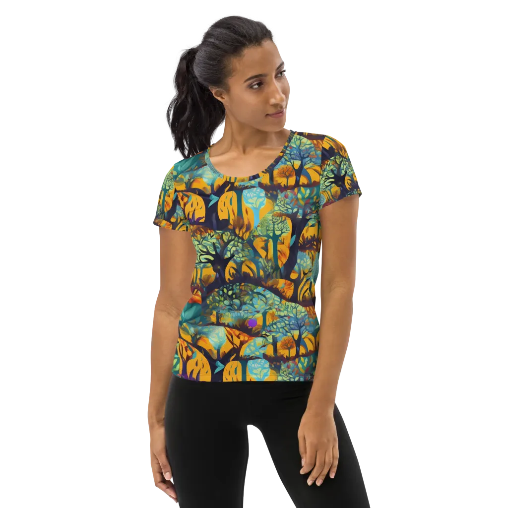 Saffron Canopy on Women's Athletic T-Shirt — Front