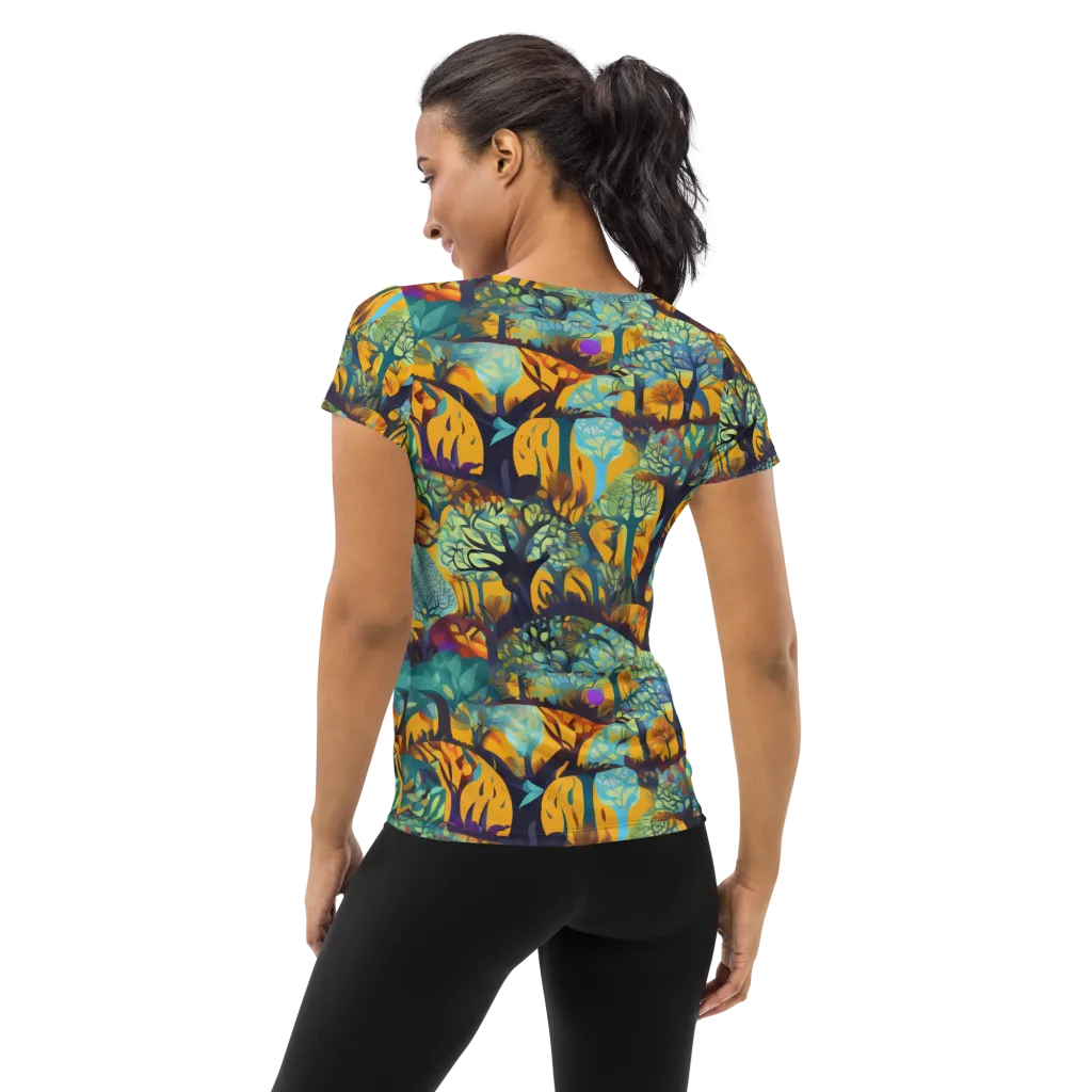 Saffron Canopy on Women's Athletic T-Shirt — Back