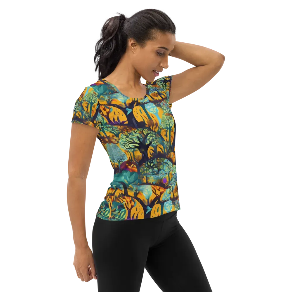 Saffron Canopy on Women's Athletic T-Shirt — Right