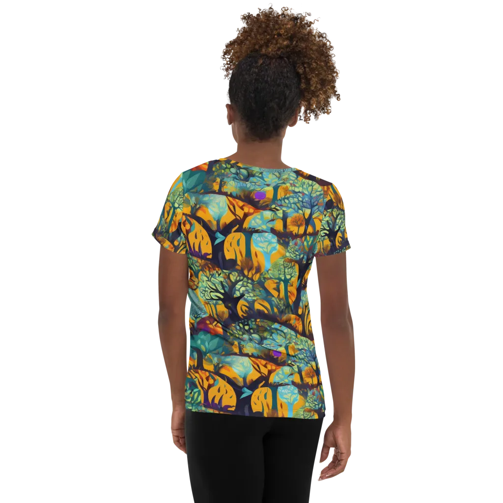 Saffron Canopy on Women's Athletic T-Shirt — Back