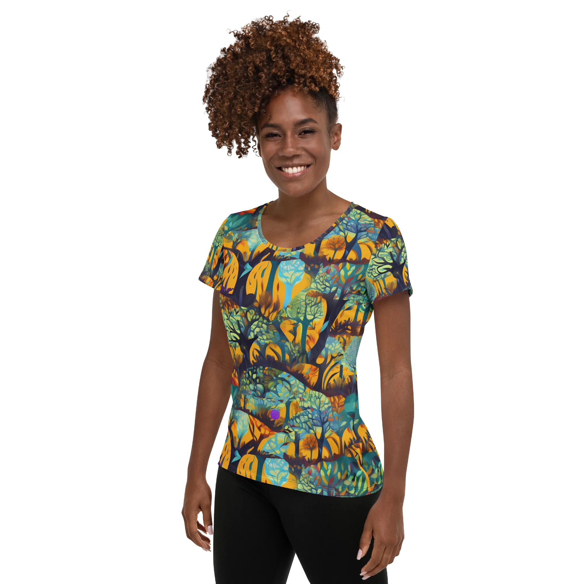 Saffron Canopy on Women's Athletic T-Shirt — Left