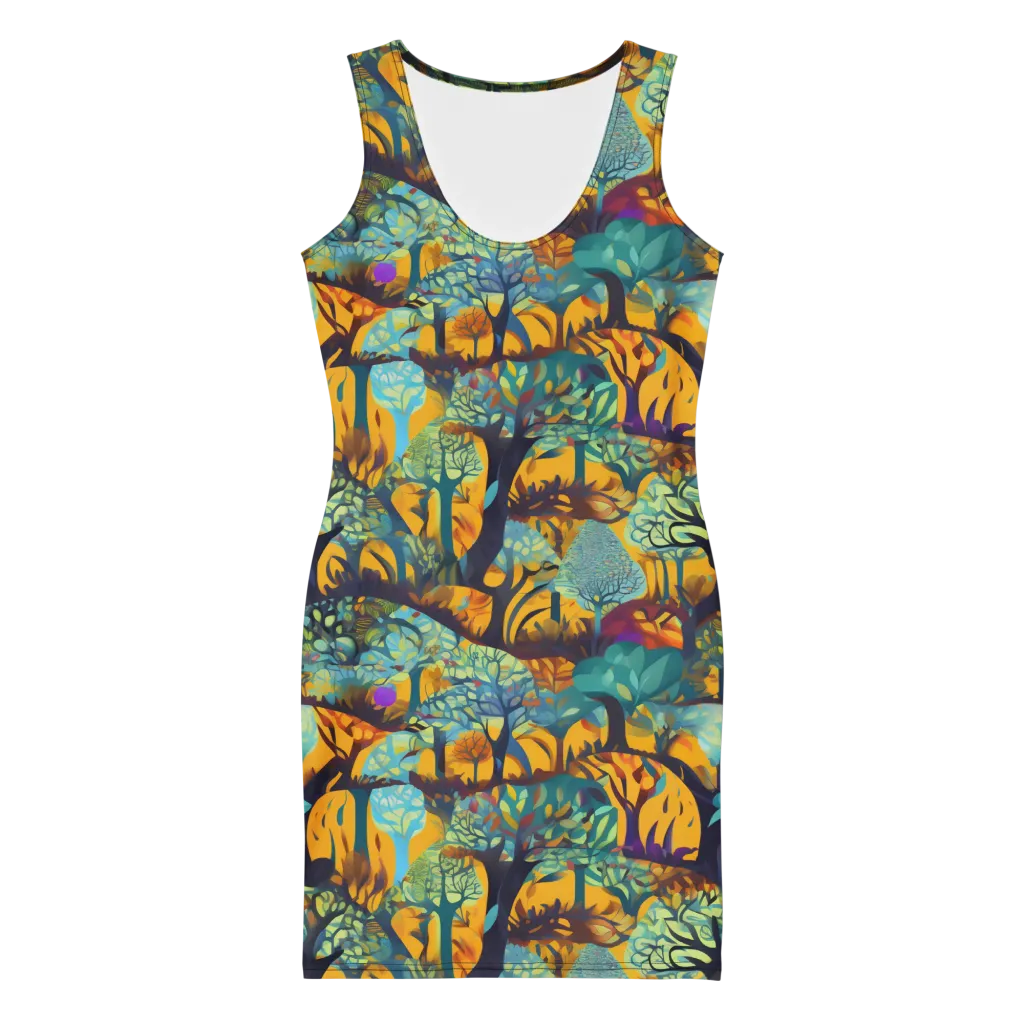 Saffron Canopy on Bodycon Dress — Front