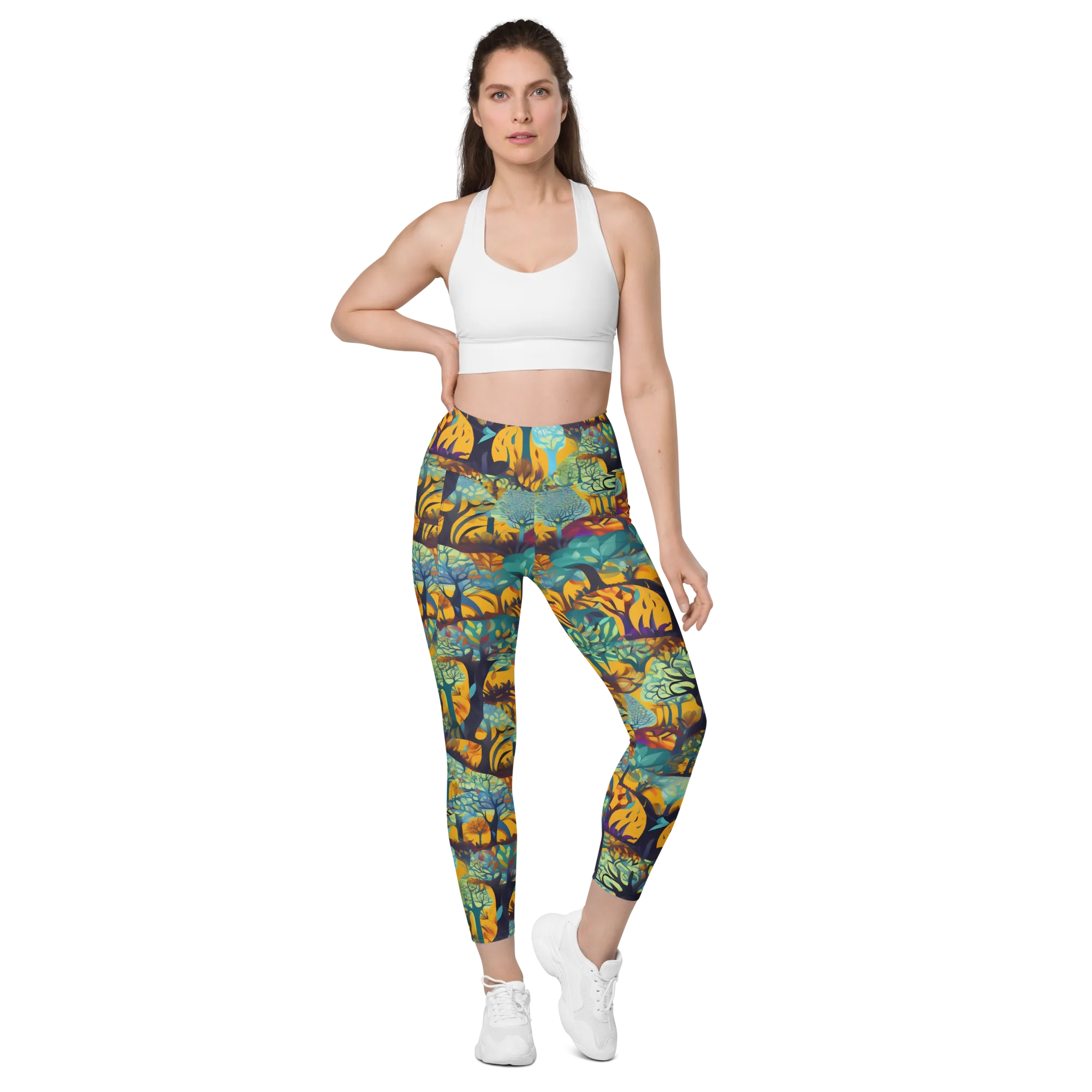 Saffron Canopy on Leggings with Pockets — Front