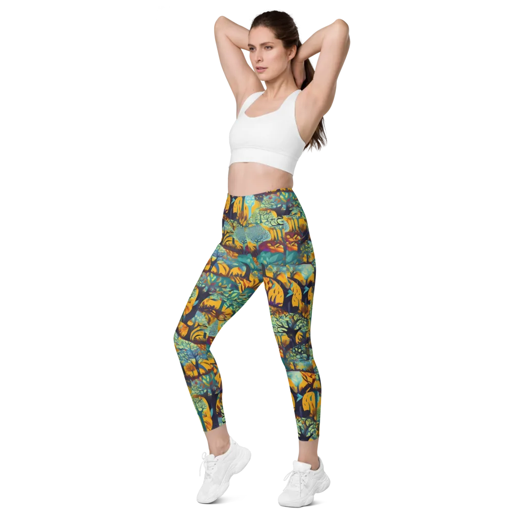 Saffron Canopy on Leggings with Pockets — Left Front