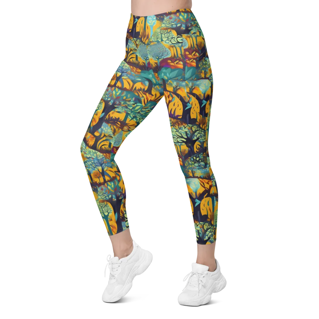 Saffron Canopy on Leggings with Pockets — Left Front
