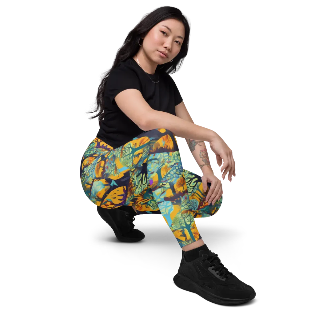 Saffron Canopy on Leggings with Pockets — Right Front