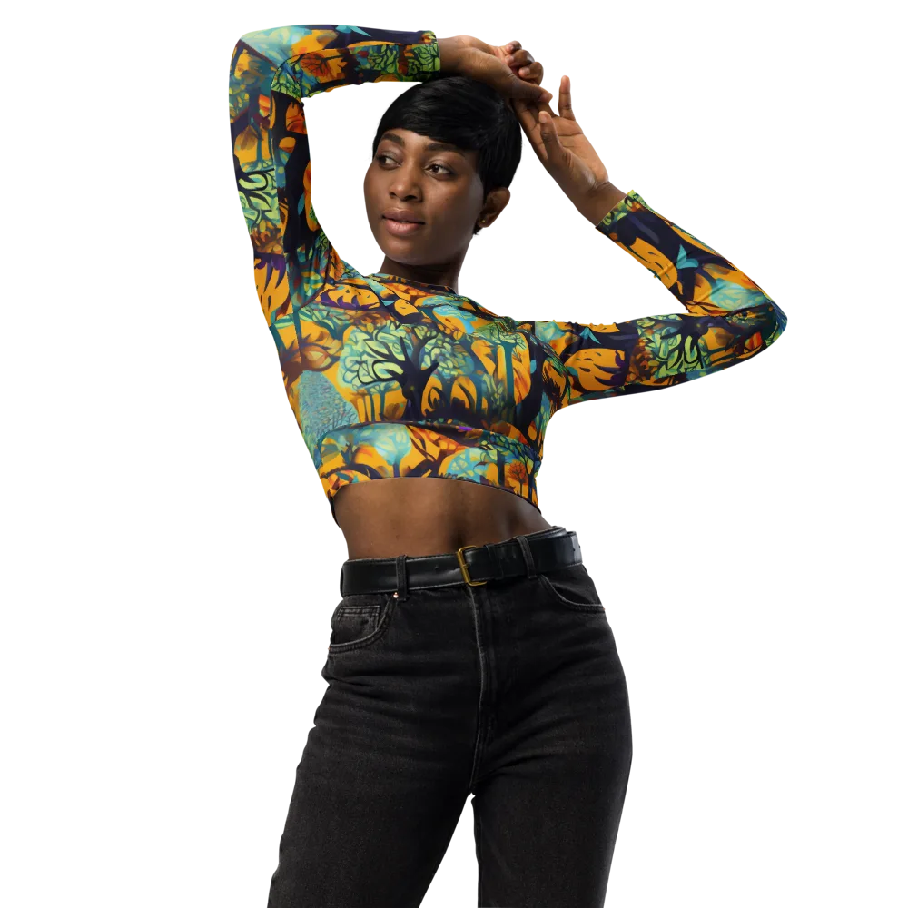 Saffron Canopy on Long Sleeve Crop Top — Front