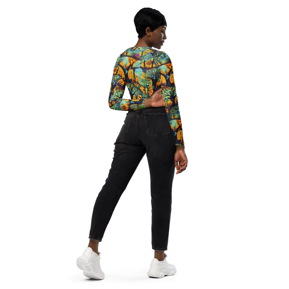 Saffron Canopy on Long Sleeve Crop Top — Right Back