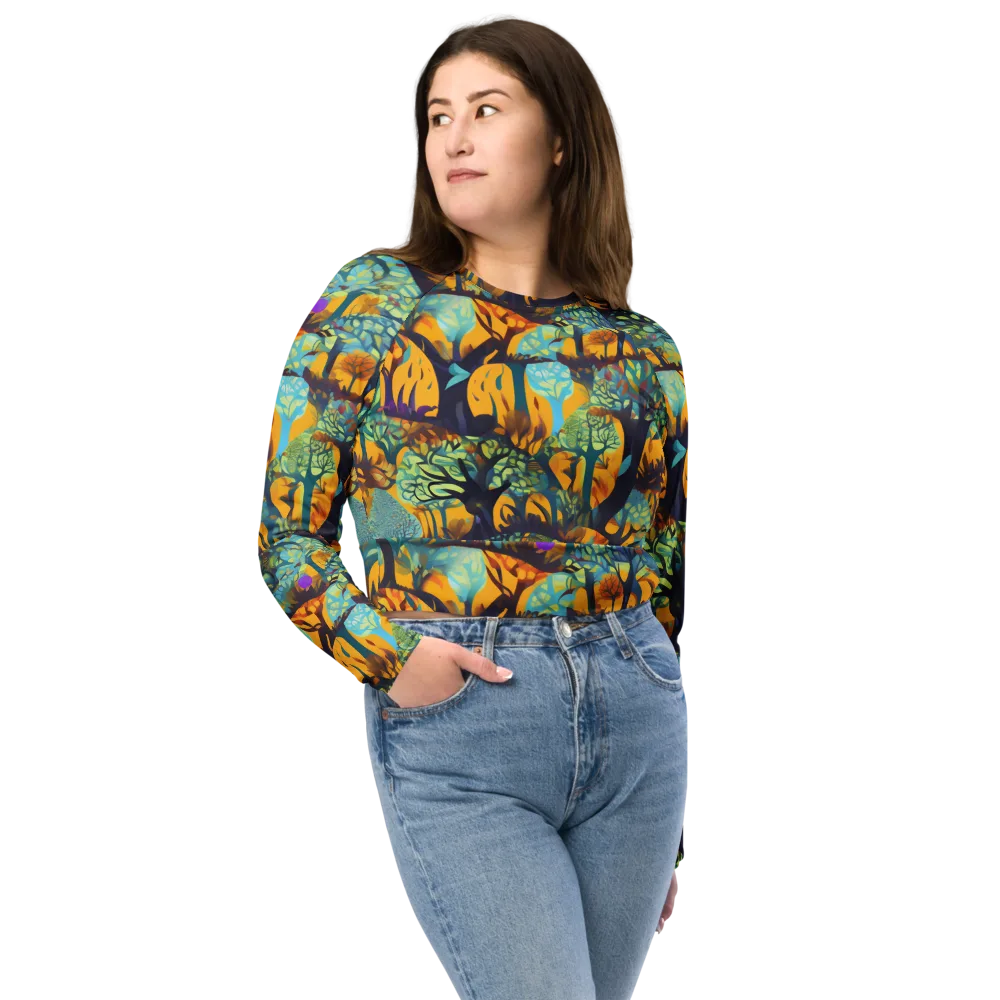 Saffron Canopy on Long Sleeve Crop Top — Front