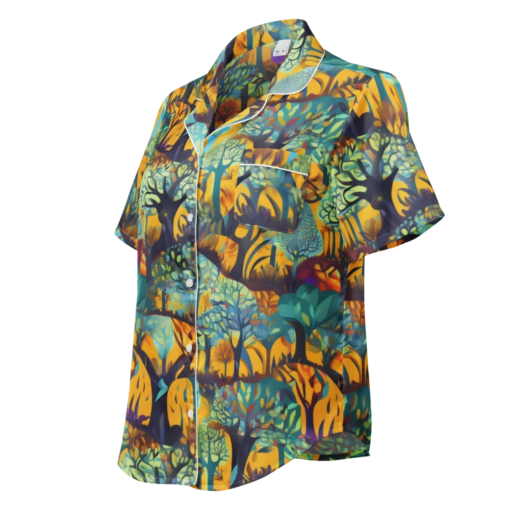 Saffron Canopy on Women's Short Sleeve Pajama Top — Left Front
