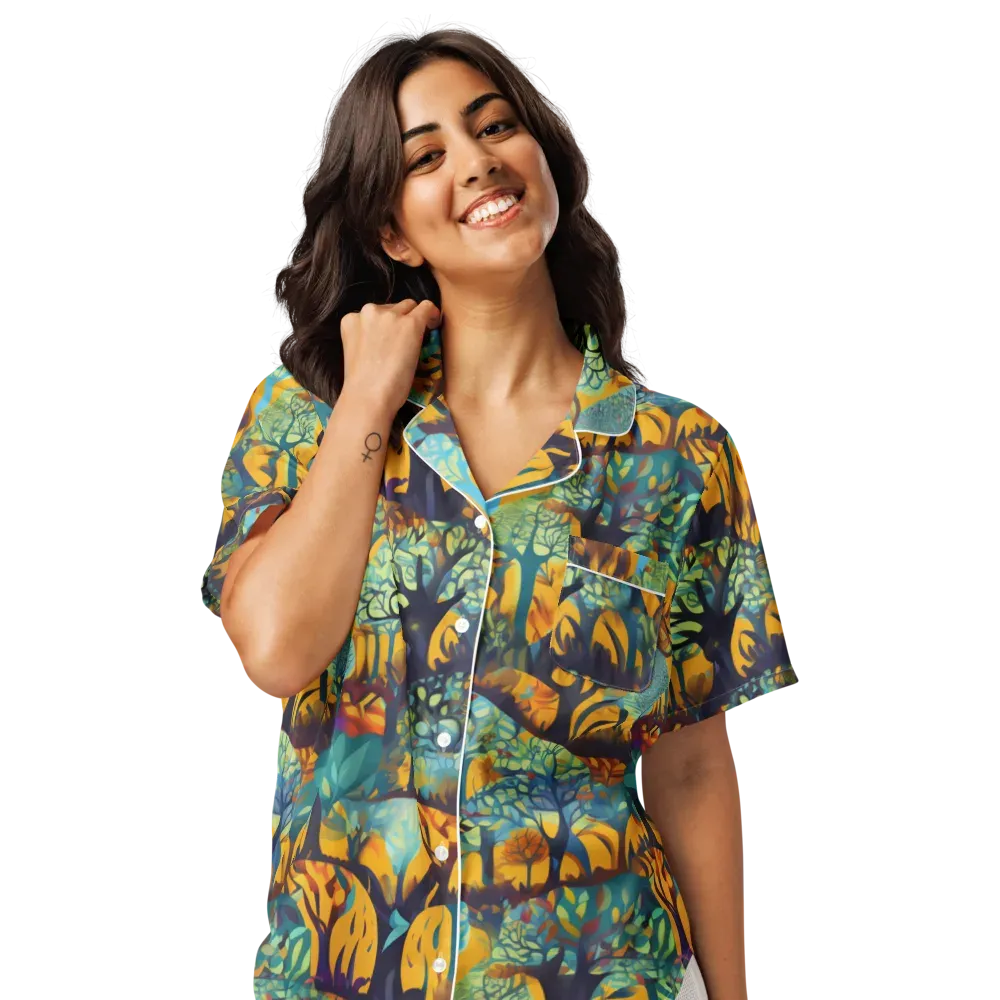 Saffron Canopy on Women's Short Sleeve Pajama Top — Front