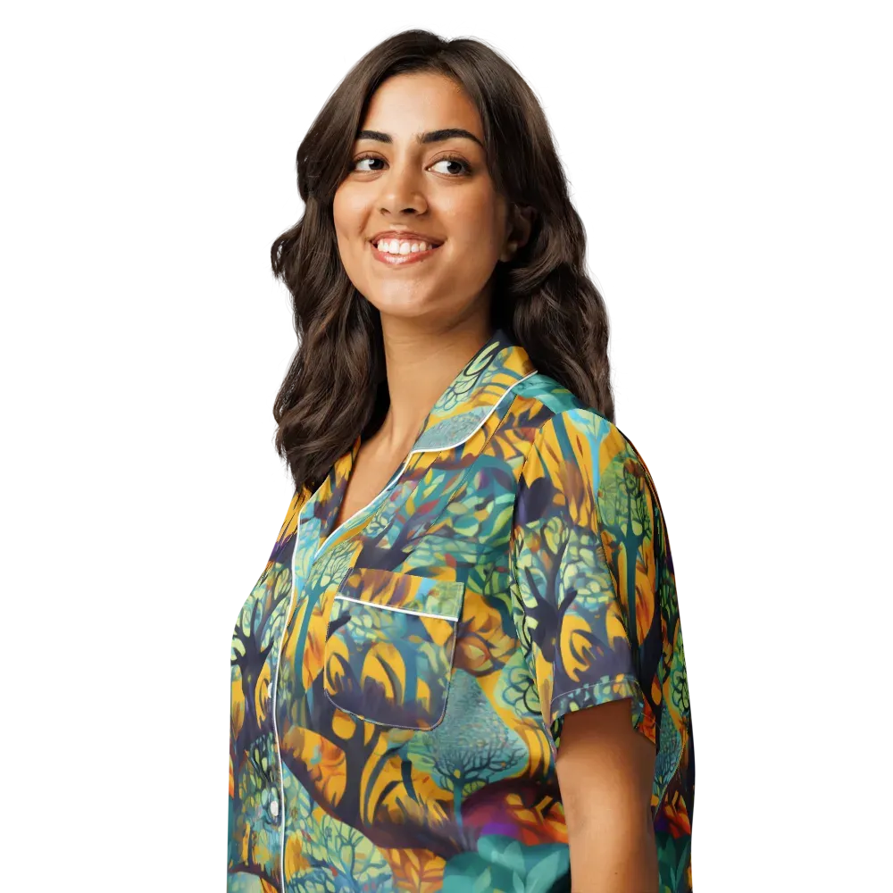 Saffron Canopy on Women's Short Sleeve Pajama Top — Left Front