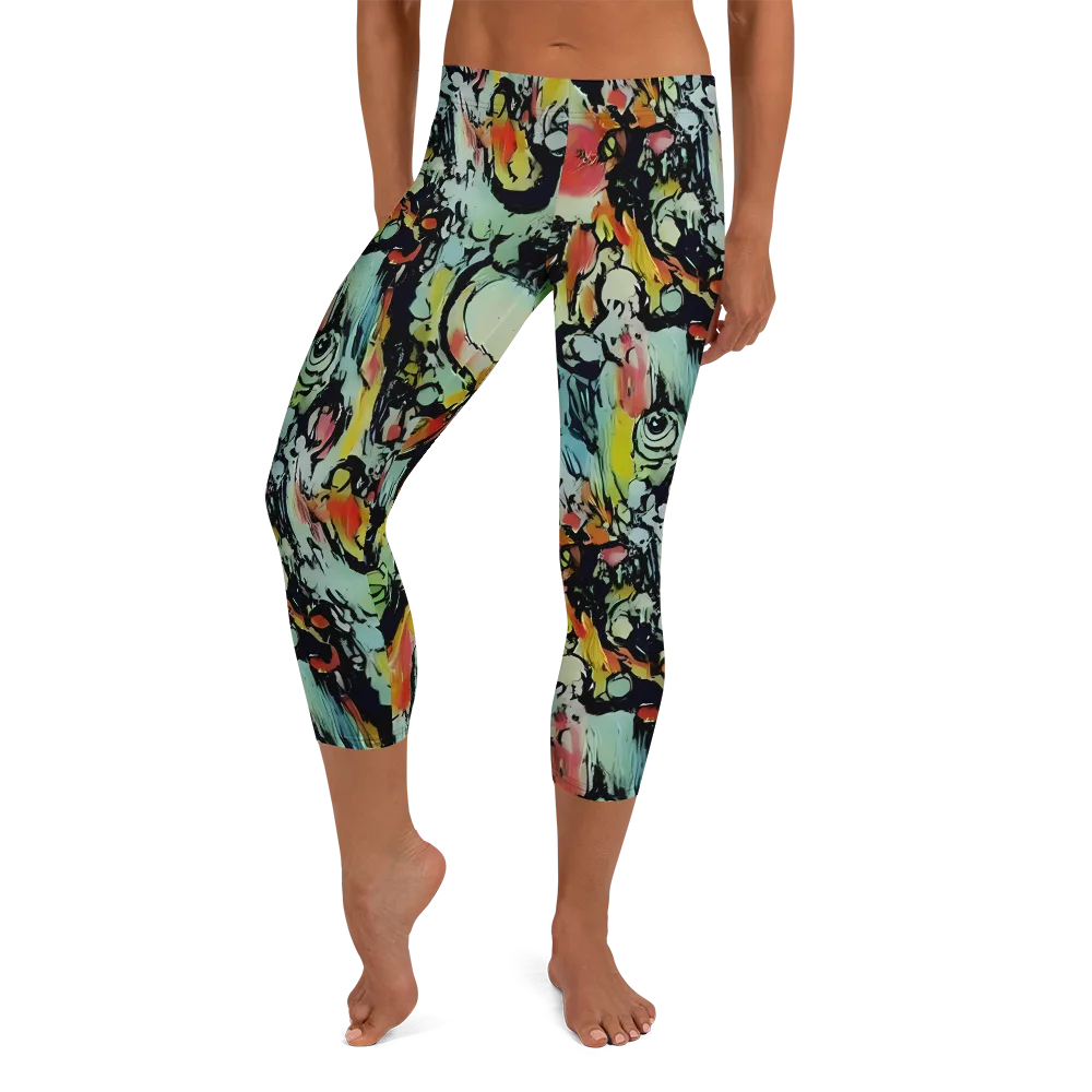 Chromatic Menagerie on Capri Leggings — Front