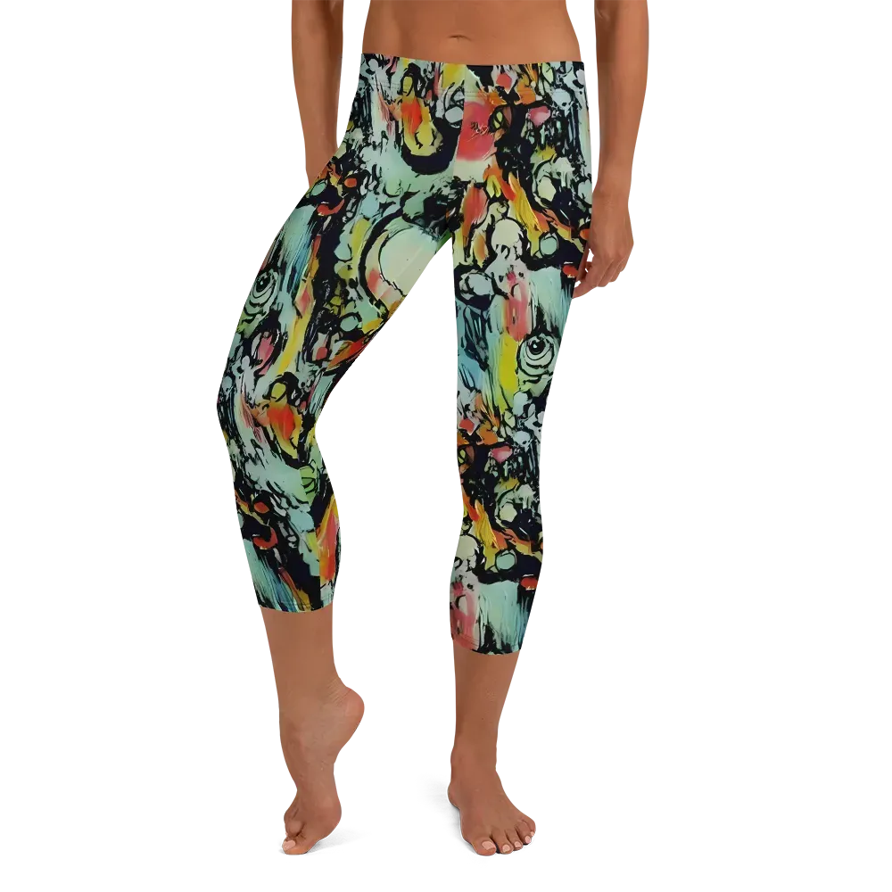 Chromatic Menagerie on Capri Leggings — Front