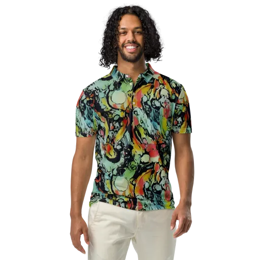 Chromatic Menagerie on a Men's Slim Fit Polo Shirt