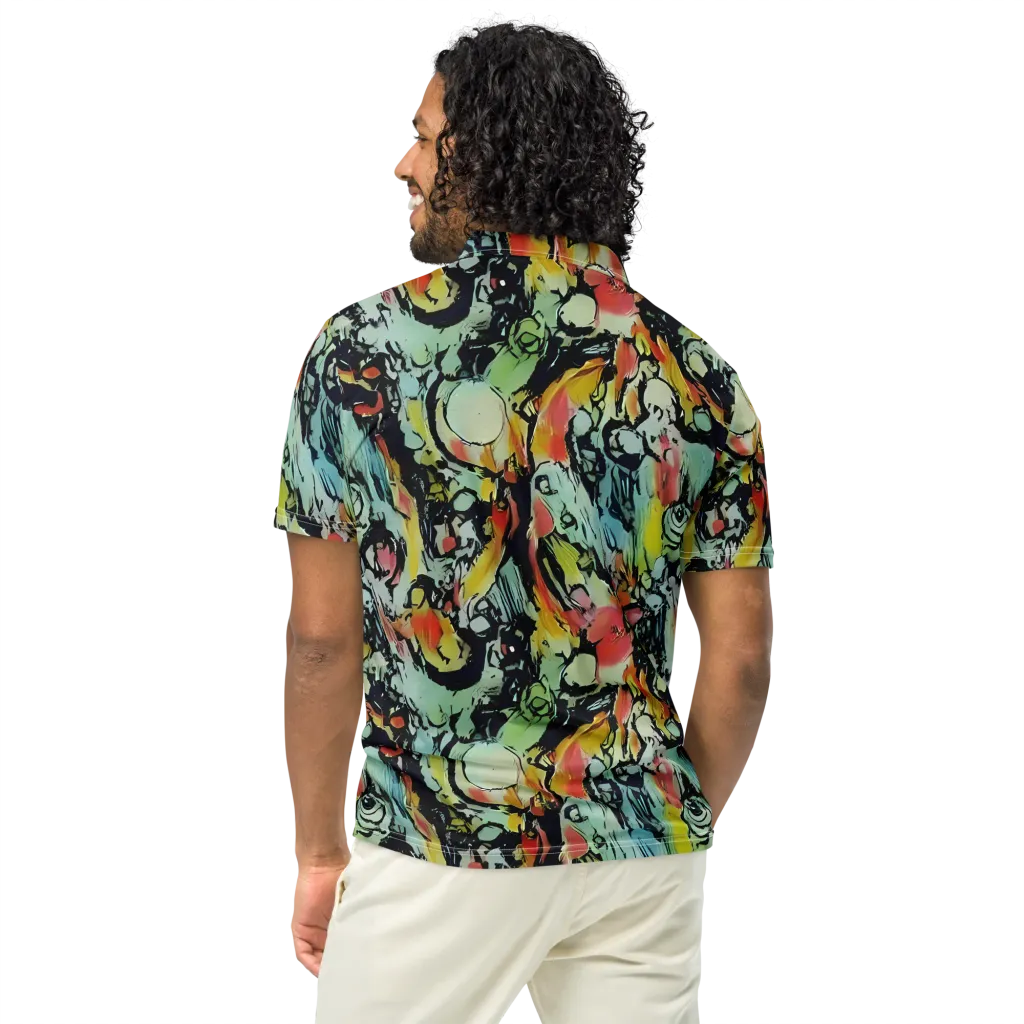 Chromatic Menagerie on Men's Slim Fit Polo Shirt — Back