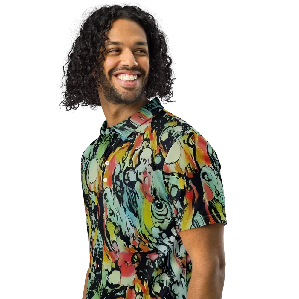 Chromatic Menagerie on Men's Slim Fit Polo Shirt — Left Front