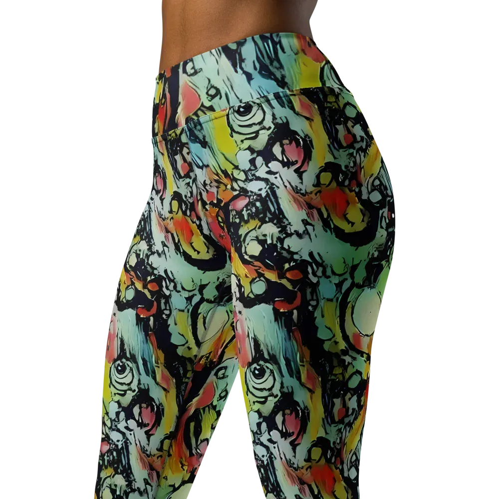 Chromatic Menagerie on Yoga Leggings — Left Front