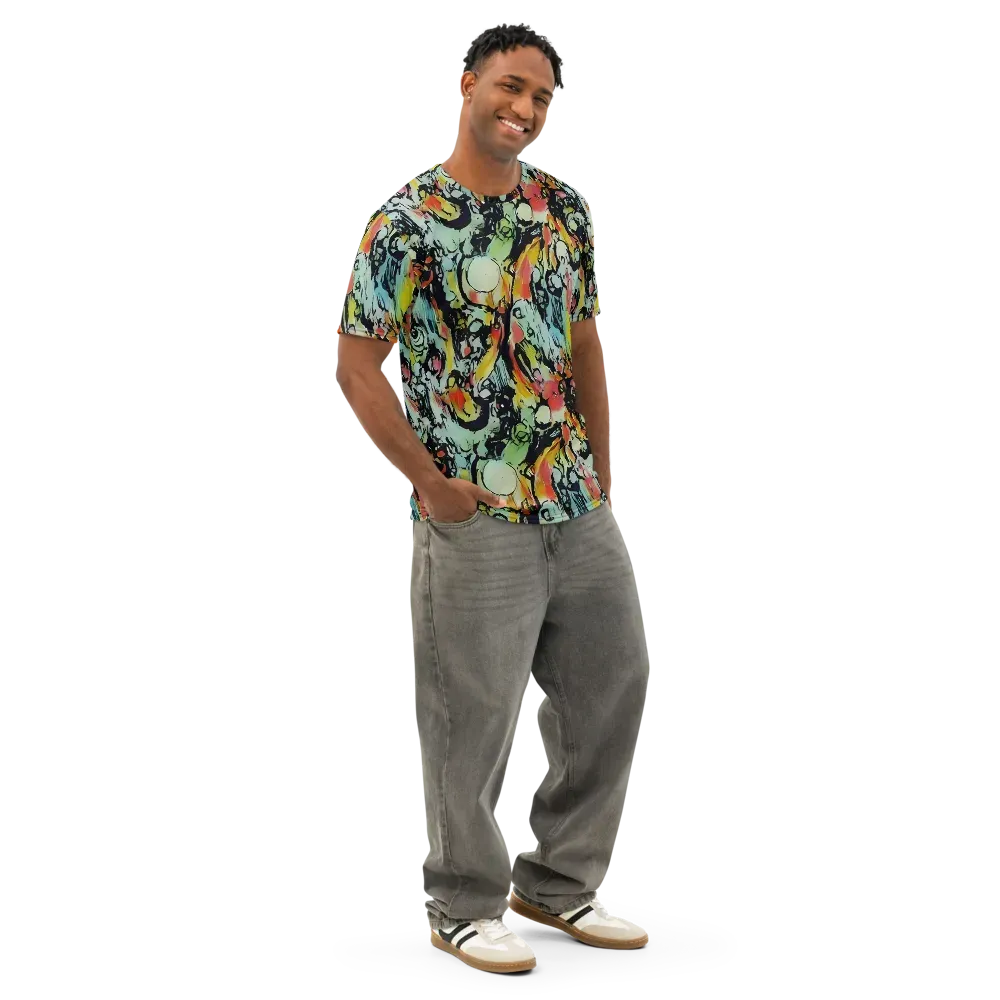 Chromatic Menagerie on Men's Cotton Crew Neck T-Shirt — Right Front