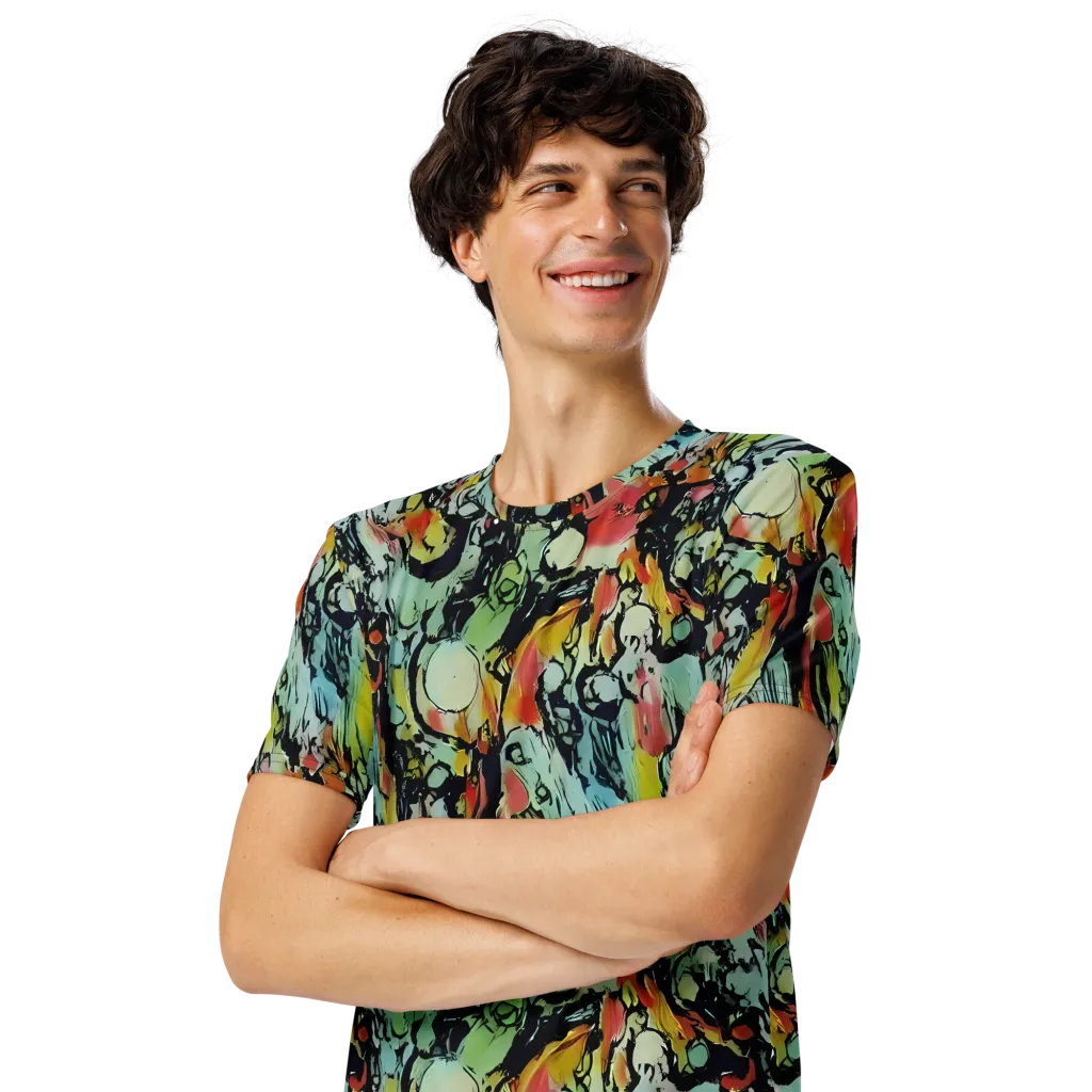 Chromatic Menagerie on Men's Crew Neck T-Shirt — Left Front